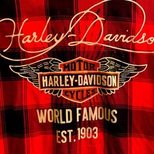 Dressy Harley Davidson plaid button up 1W
